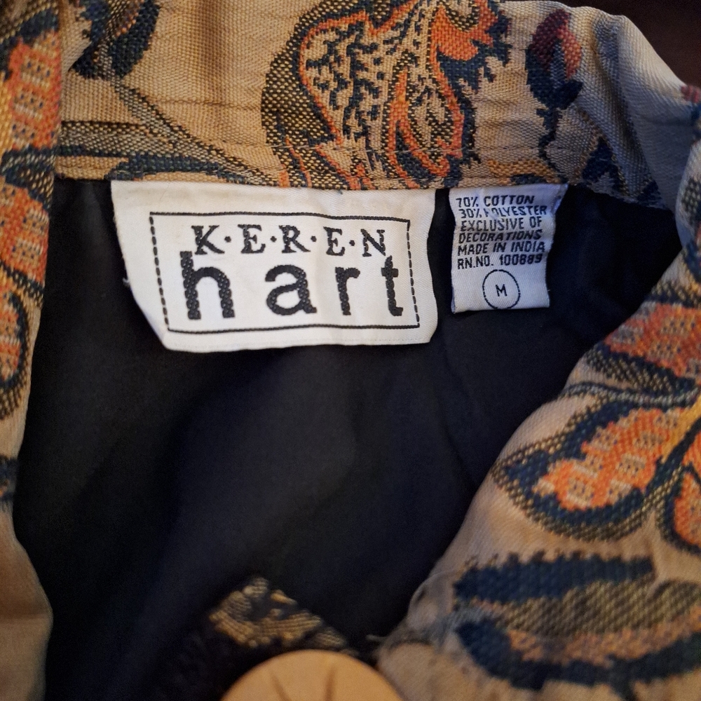 Vintage 90s KEREN hart Embroided Brown Quilted Jacket Size M Very Good Condition - Picture 3 of 4